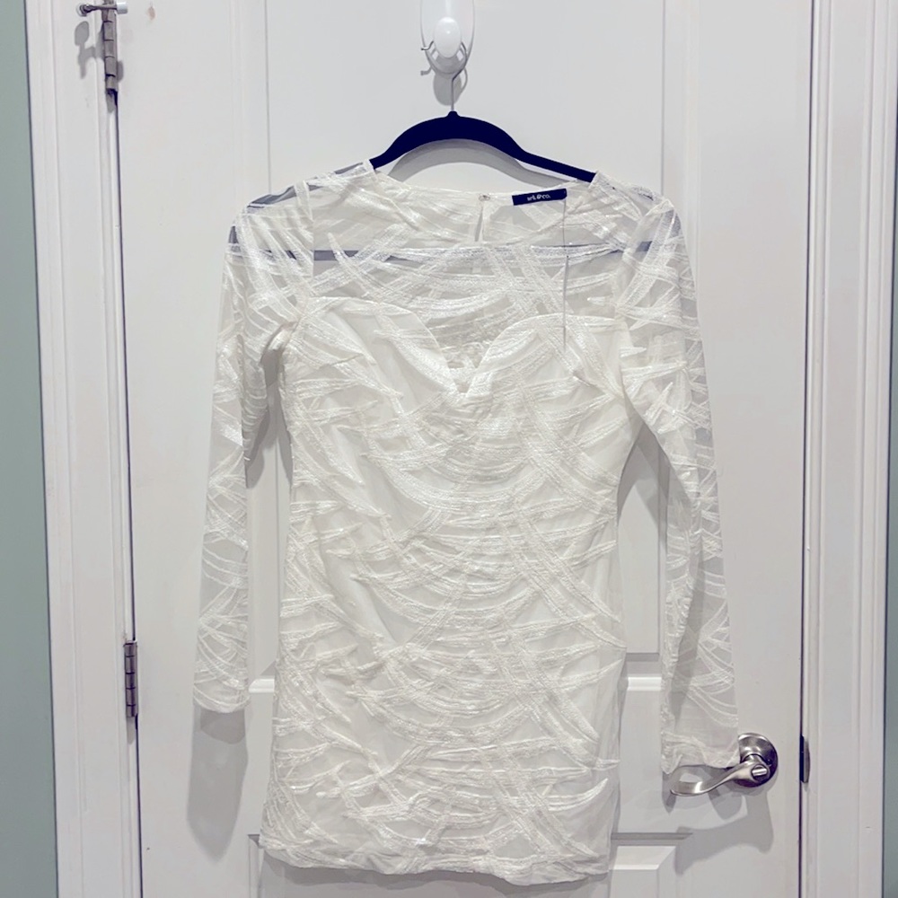Arc and Co Formal White Sequin Dress